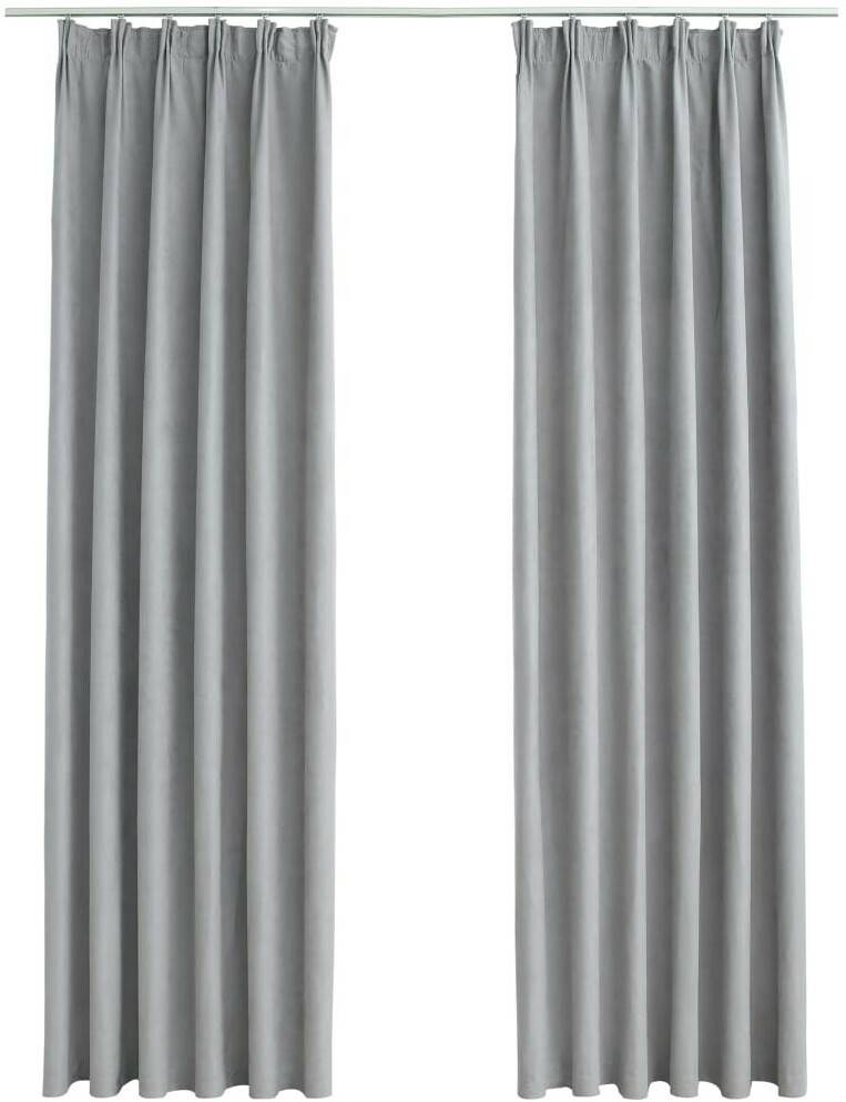 Tende per interni vidaXL Blackout curtains with hooks 2 pieces gray 140x175 cm (134467)