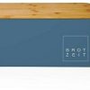 Portapane Lumaland LuBread box metal with bamboo lid rectangular 30.5 x 23 x 14 cm Blue