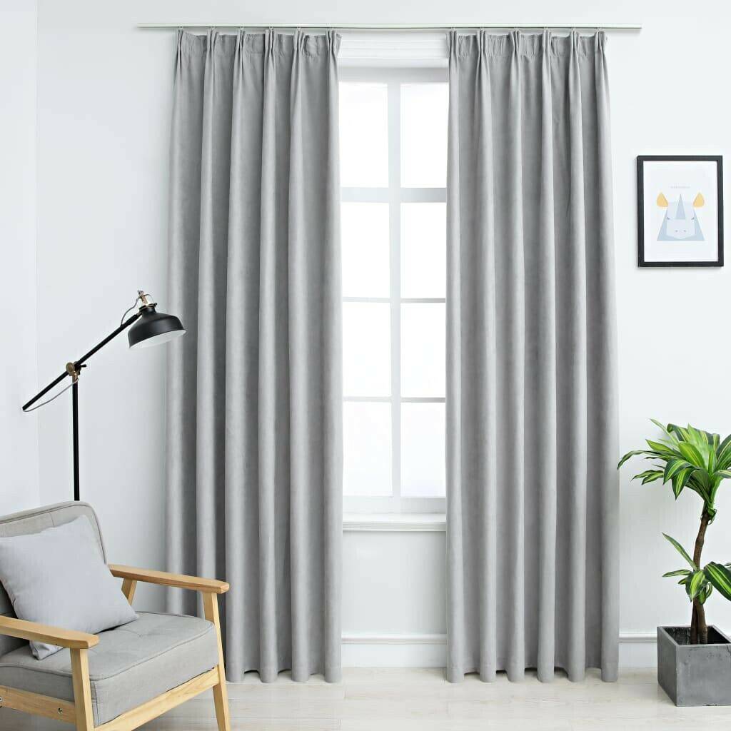 Tende per interni vidaXL Blackout curtains with hooks 2 pieces gray 140x175 cm (134467)